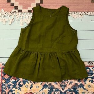 notPerfect Linen EZE peplum in moss green size l